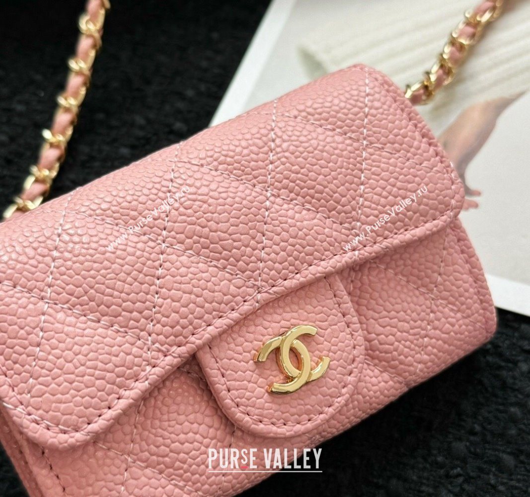 Chanel Grained Calfskin Clutch with Chain Mini Bag Light Pink 2024 0617 (HY-240617137)