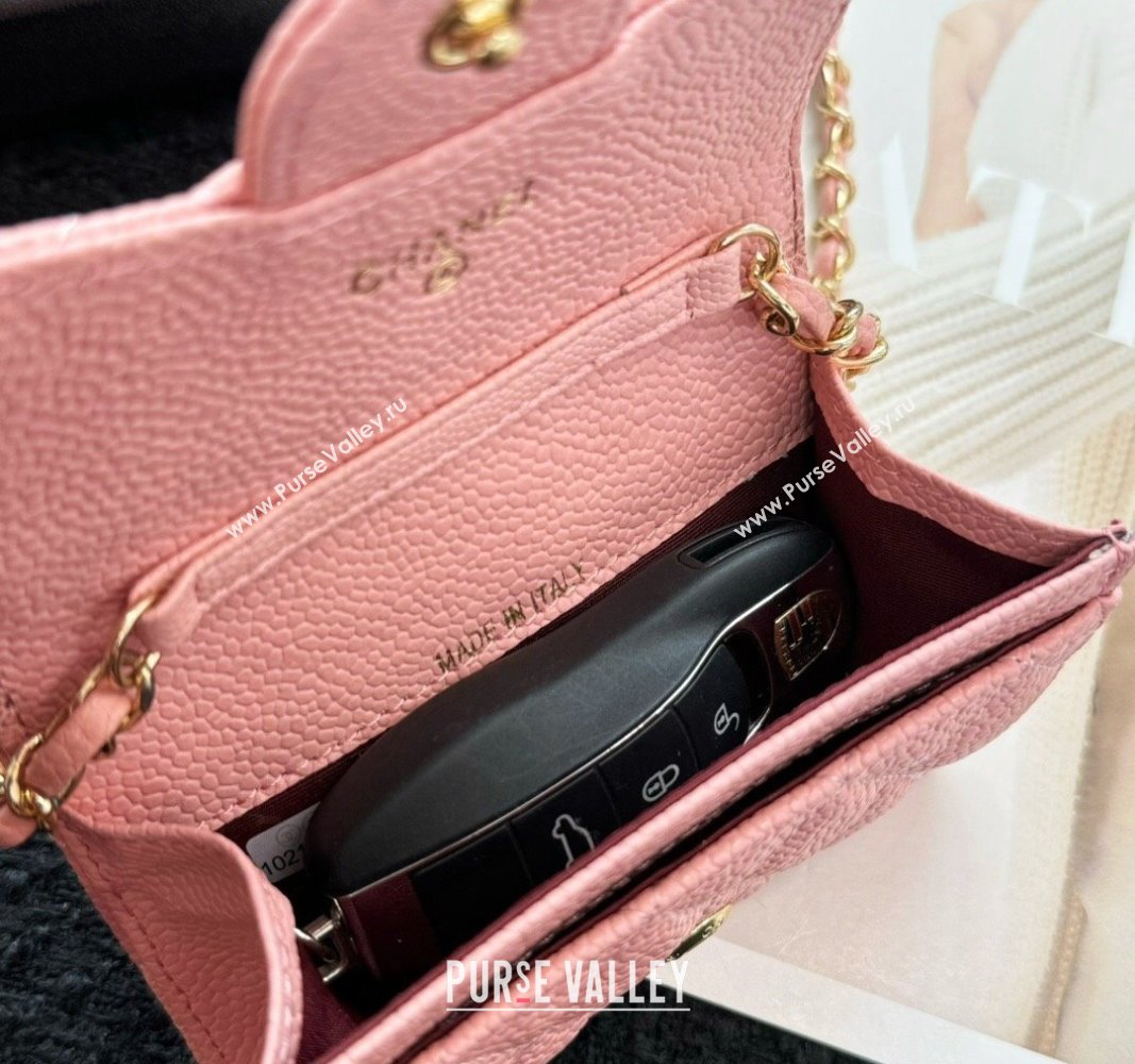 Chanel Grained Calfskin Clutch with Chain Mini Bag Light Pink 2024 0617 (HY-240617137)