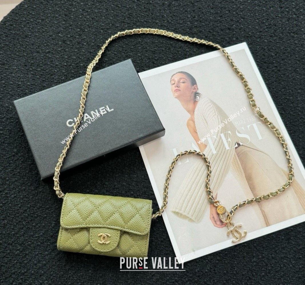 Chanel Grained Calfskin Clutch with Chain Mini Bag Green 2024 0617 (HY-240617139)