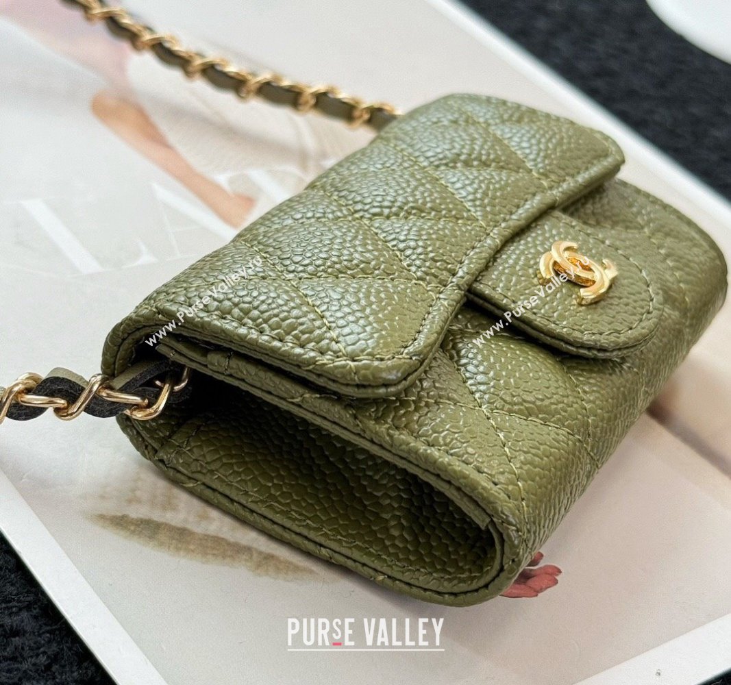 Chanel Grained Calfskin Clutch with Chain Mini Bag Green 2024 0617 (HY-240617139)