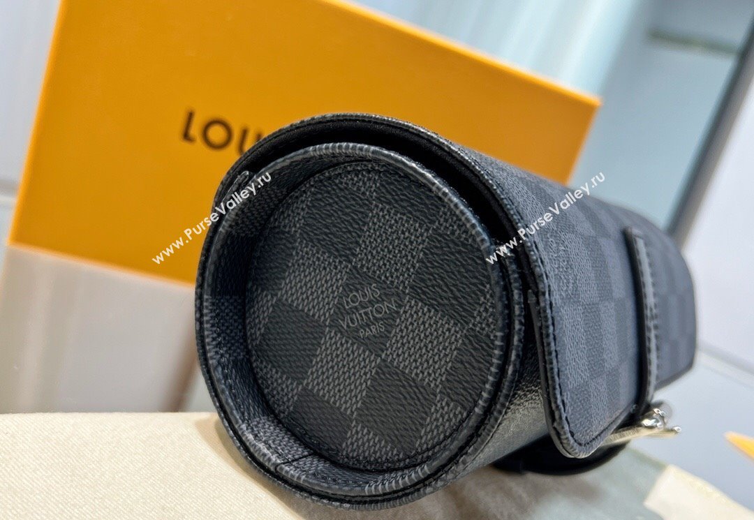 Louis Vuitton Watch Case 3 Black Damier Graphite 2025 M47530 (HY-250312024)