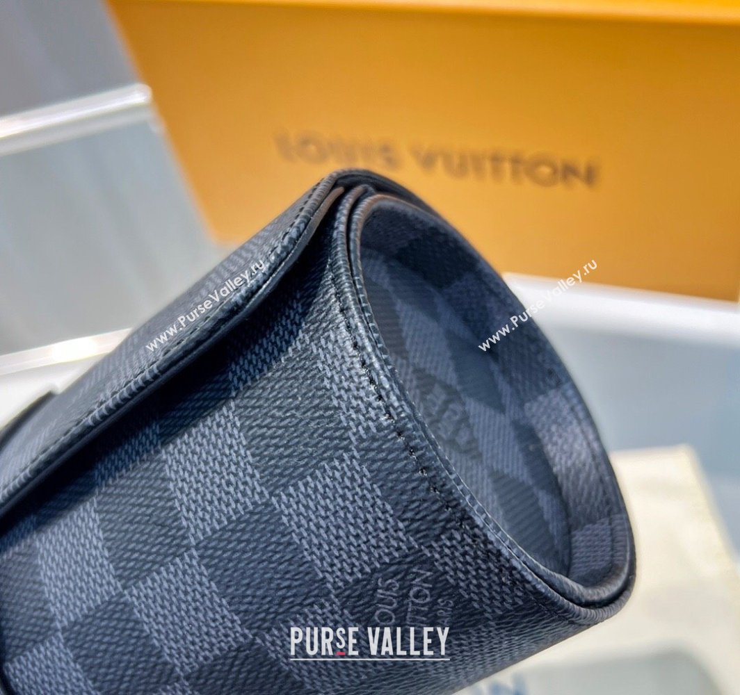 Louis Vuitton Watch Case 3 Black Damier Graphite 2025 M47530 (HY-250312024)