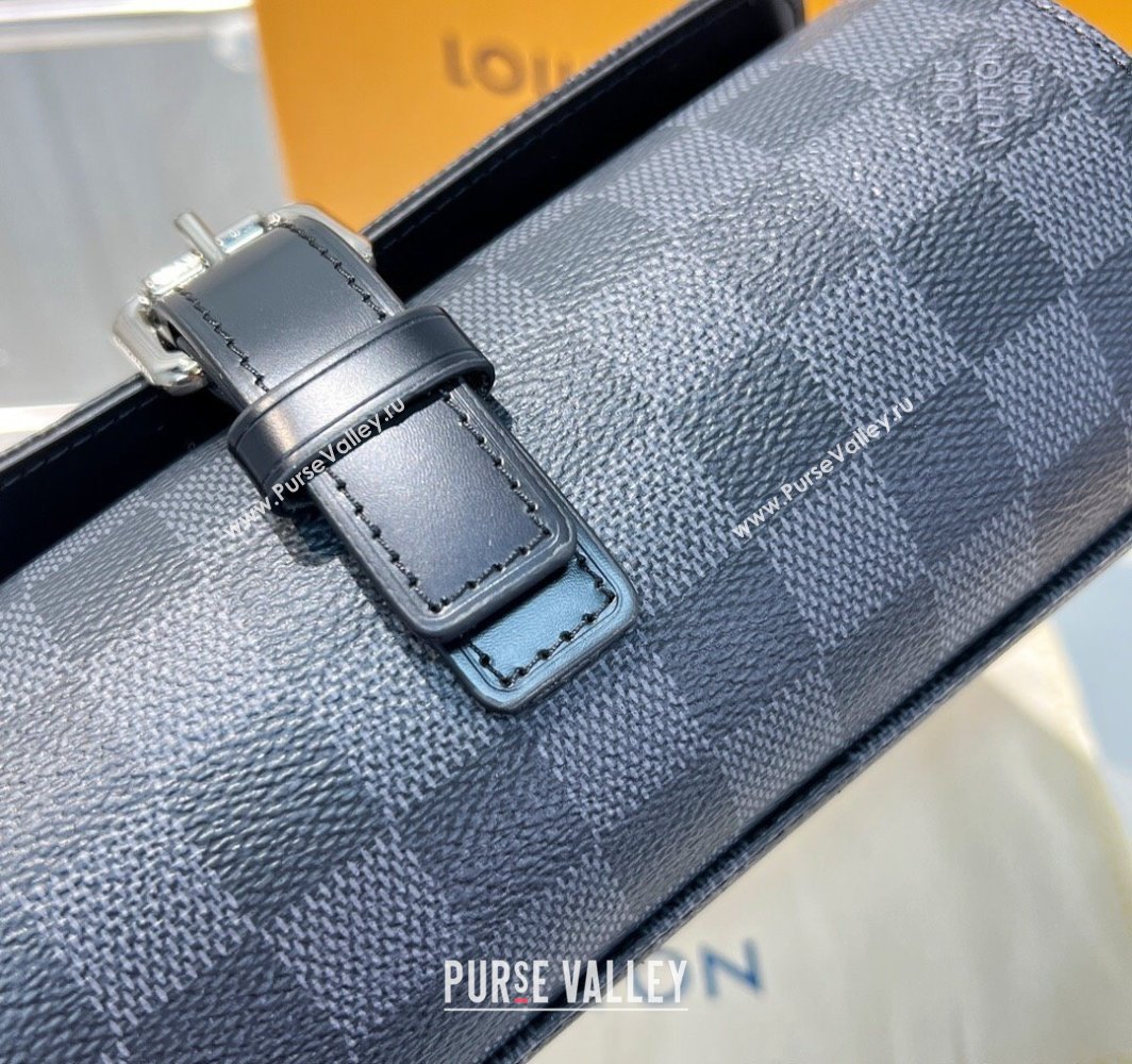 Louis Vuitton Watch Case 3 Black Damier Graphite 2025 M47530 (HY-250312024)