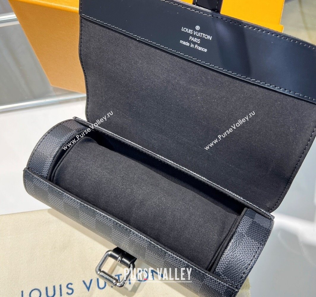Louis Vuitton Watch Case 3 Black Damier Graphite 2025 M47530 (HY-250312024)