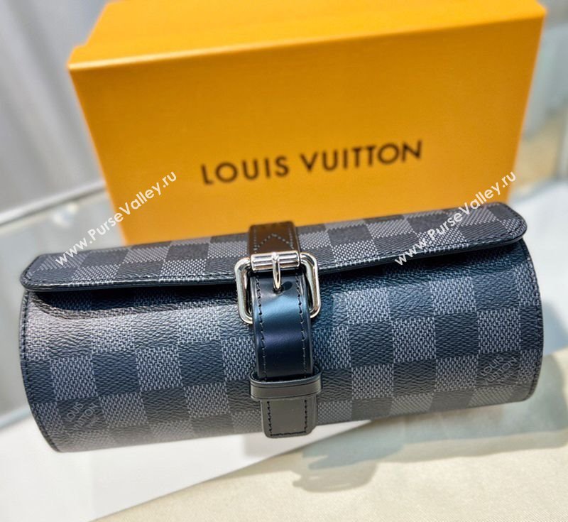 Louis Vuitton Watch Case 3 Black Damier Graphite 2025 M47530 (HY-250312024)