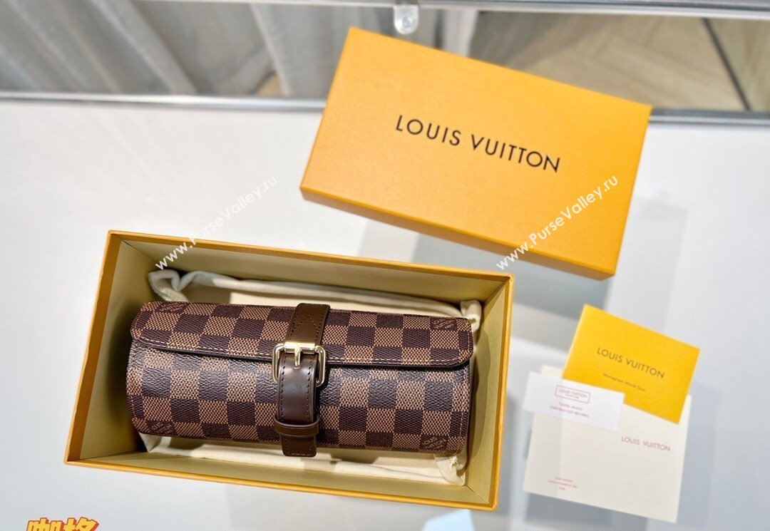 Louis Vuitton Watch Case 3 Damier Ebene 2025 M47530 (HY-250312020)