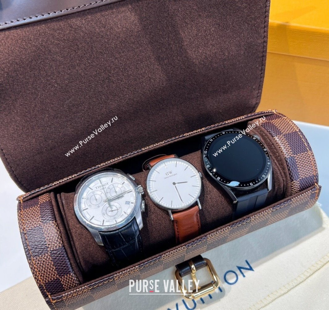 Louis Vuitton Watch Case 3 Damier Ebene 2025 M47530 (HY-250312020)