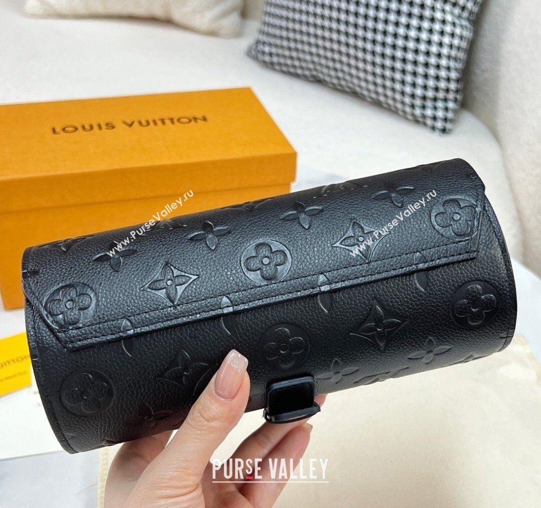 Louis Vuitton Watch Case 3 Black Monogram Grained 2025 M47530 (HY-250312027)
