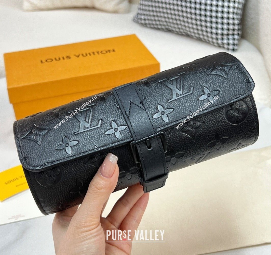 Louis Vuitton Watch Case 3 Black Monogram Grained 2025 M47530 (HY-250312027)