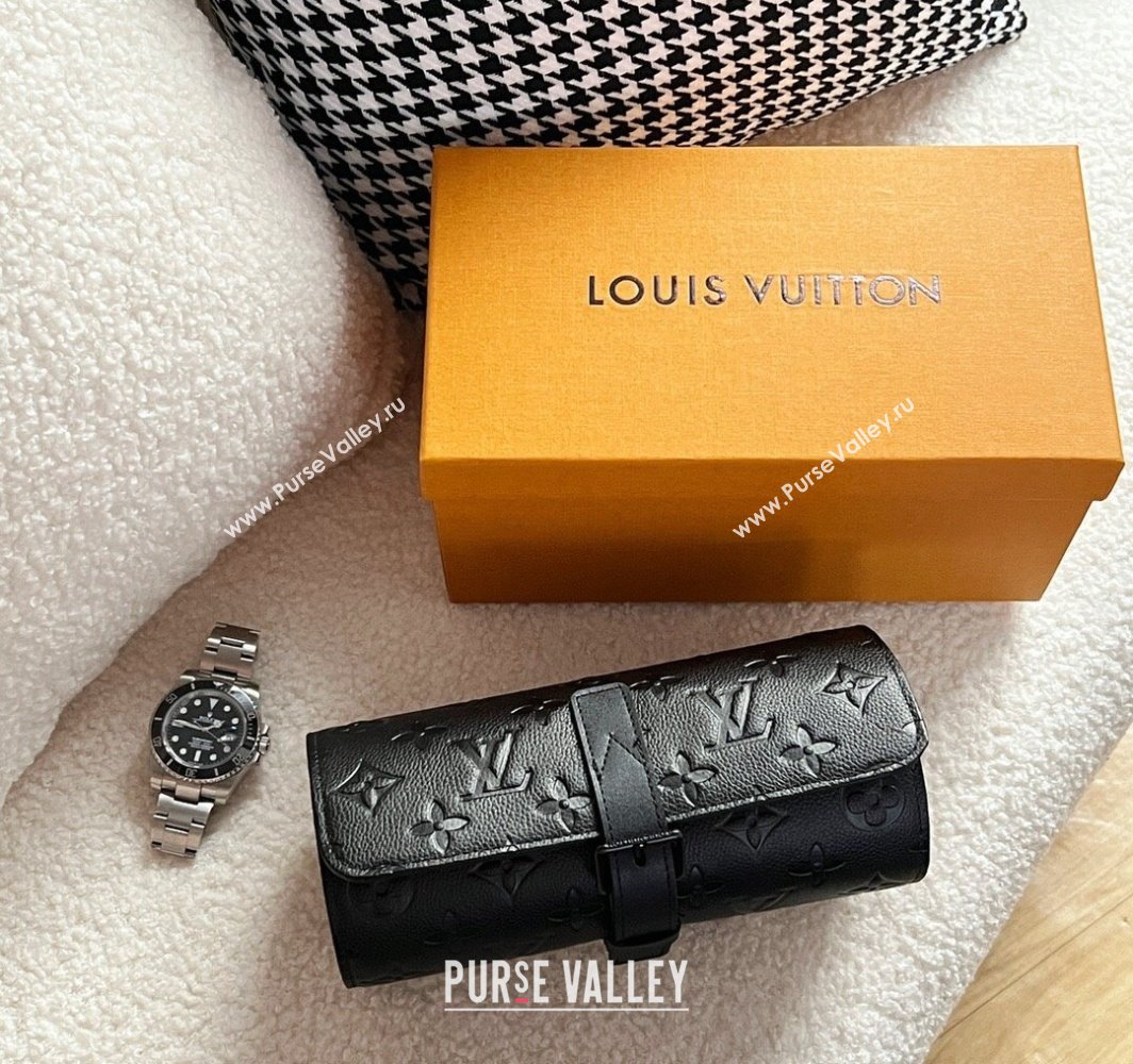 Louis Vuitton Watch Case 3 Black Monogram Grained 2025 M47530 (HY-250312027)
