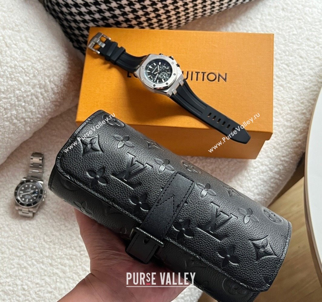 Louis Vuitton Watch Case 3 Black Monogram Grained 2025 M47530 (HY-250312027)