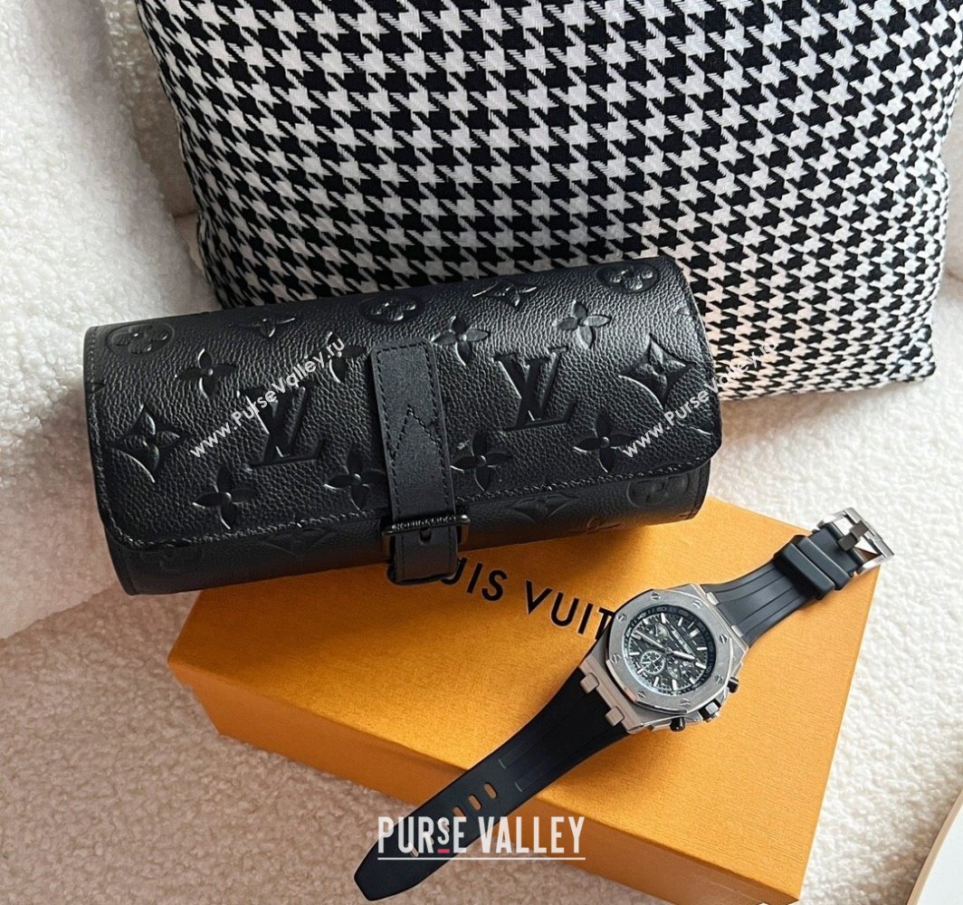 Louis Vuitton Watch Case 3 Black Monogram Grained 2025 M47530 (HY-250312027)