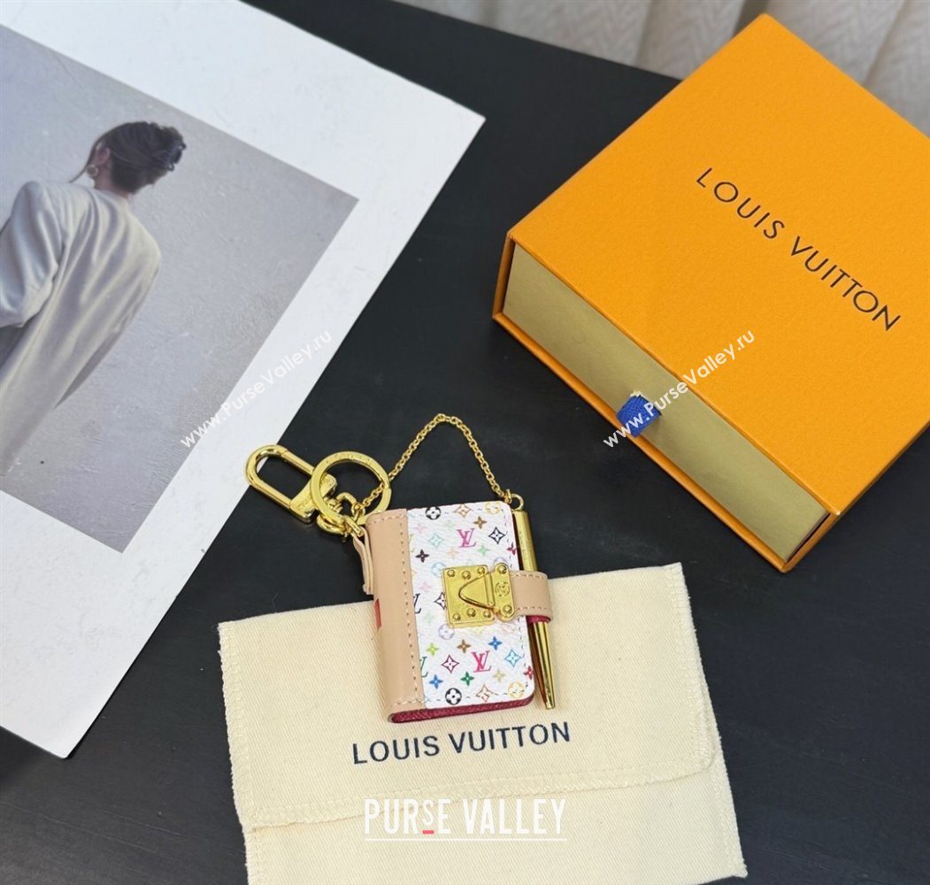 Louis Vuitton Mini Book Bag Charm and Key Holder White/Multicolor 2025 0616 (HY-250616096)