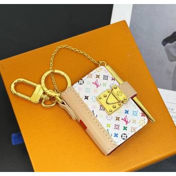 Louis Vuitton Mini Book Bag Charm and Key Holder White/Multicolor 2025 0616 (HY-250616096)