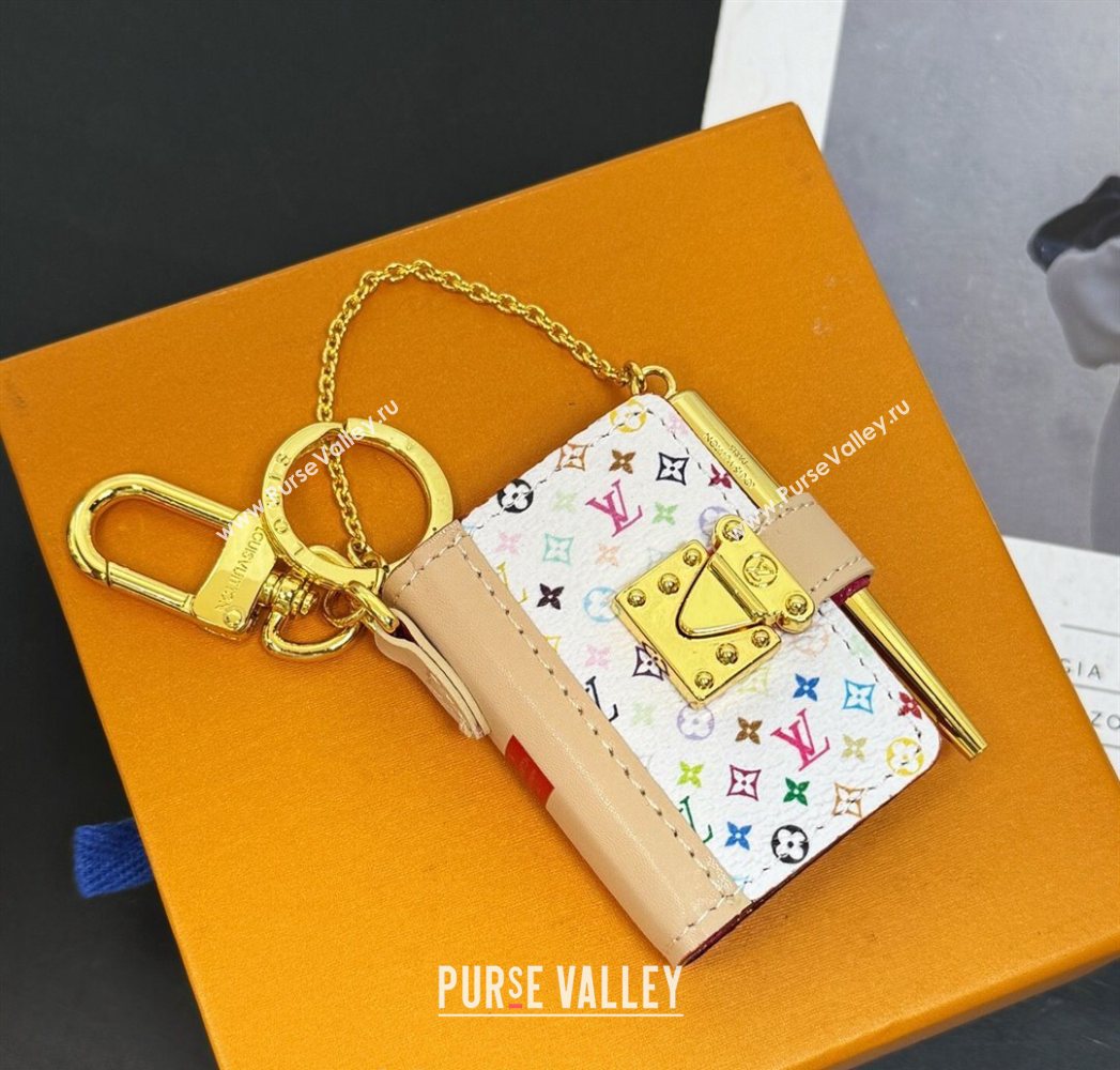 Louis Vuitton Mini Book Bag Charm and Key Holder White/Multicolor 2025 0616 (HY-250616096)