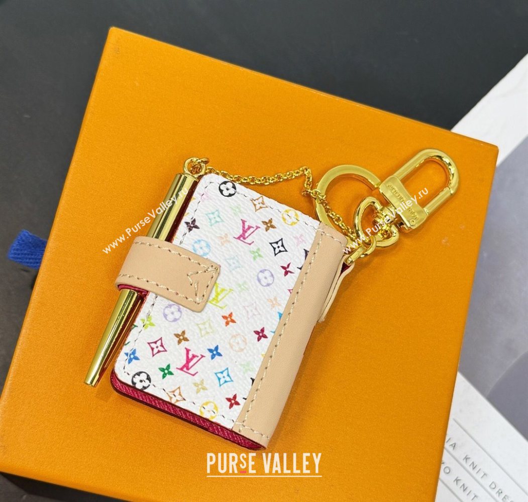 Louis Vuitton Mini Book Bag Charm and Key Holder White/Multicolor 2025 0616 (HY-250616096)