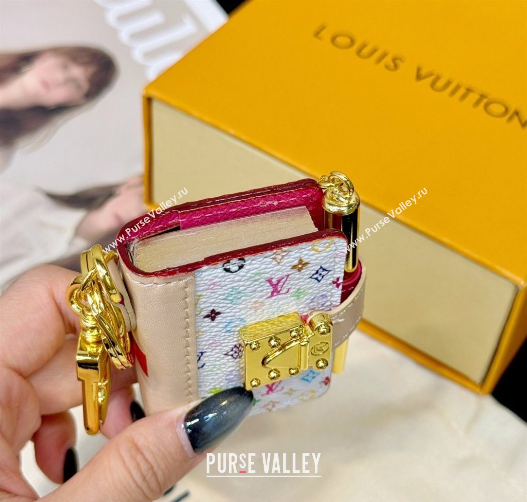 Louis Vuitton Mini Book Bag Charm and Key Holder White/Multicolor 2025 0616 (HY-250616096)