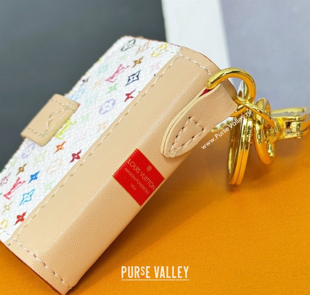 Louis Vuitton Mini Book Bag Charm and Key Holder White/Multicolor 2025 0616 (HY-250616096)