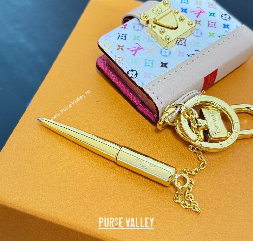 Louis Vuitton Mini Book Bag Charm and Key Holder White/Multicolor 2025 0616 (HY-250616096)