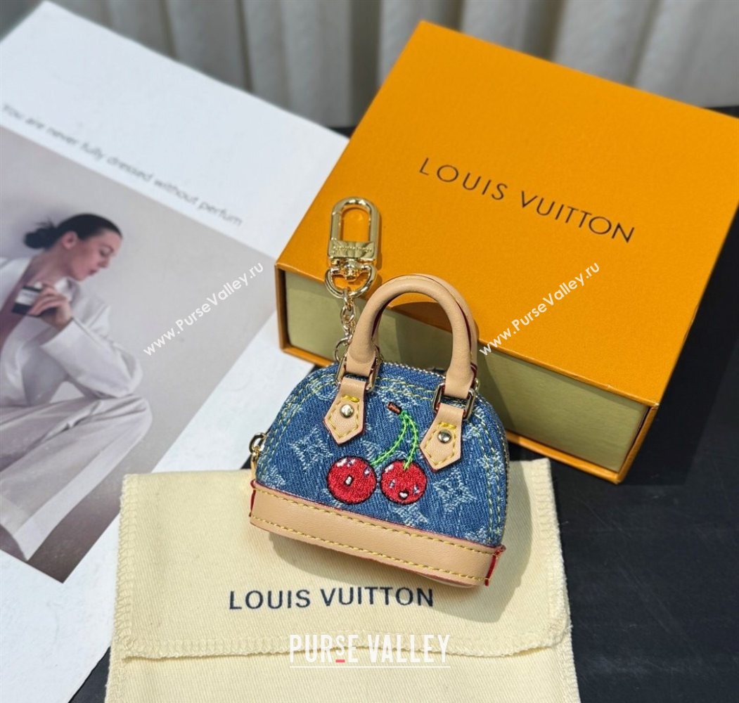 Louis Vuitton LV x TM Cerise Cherry Micro Alma Pouch Bag Charm Denim Blue 2025 0721 (HY-250721118)