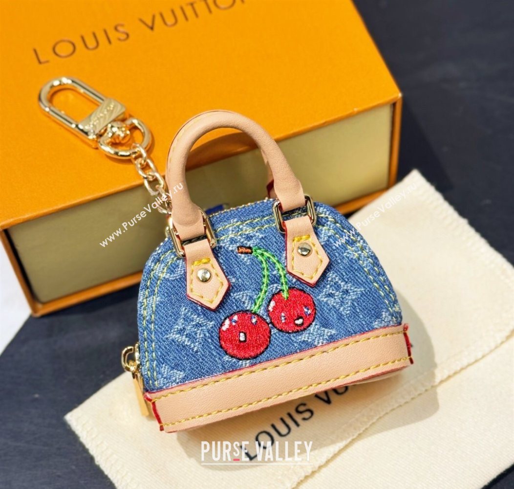 Louis Vuitton LV x TM Cerise Cherry Micro Alma Pouch Bag Charm Denim Blue 2025 0721 (HY-250721118)