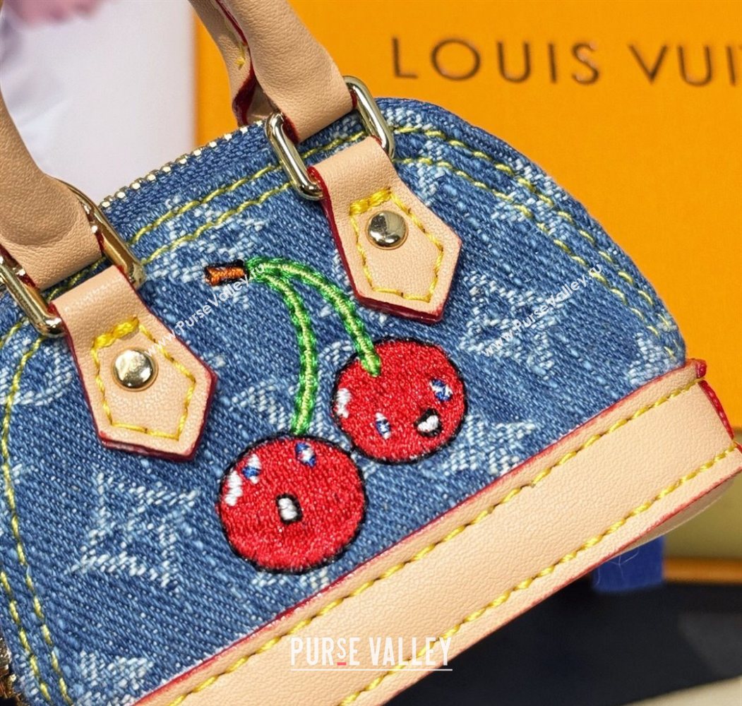 Louis Vuitton LV x TM Cerise Cherry Micro Alma Pouch Bag Charm Denim Blue 2025 0721 (HY-250721118)