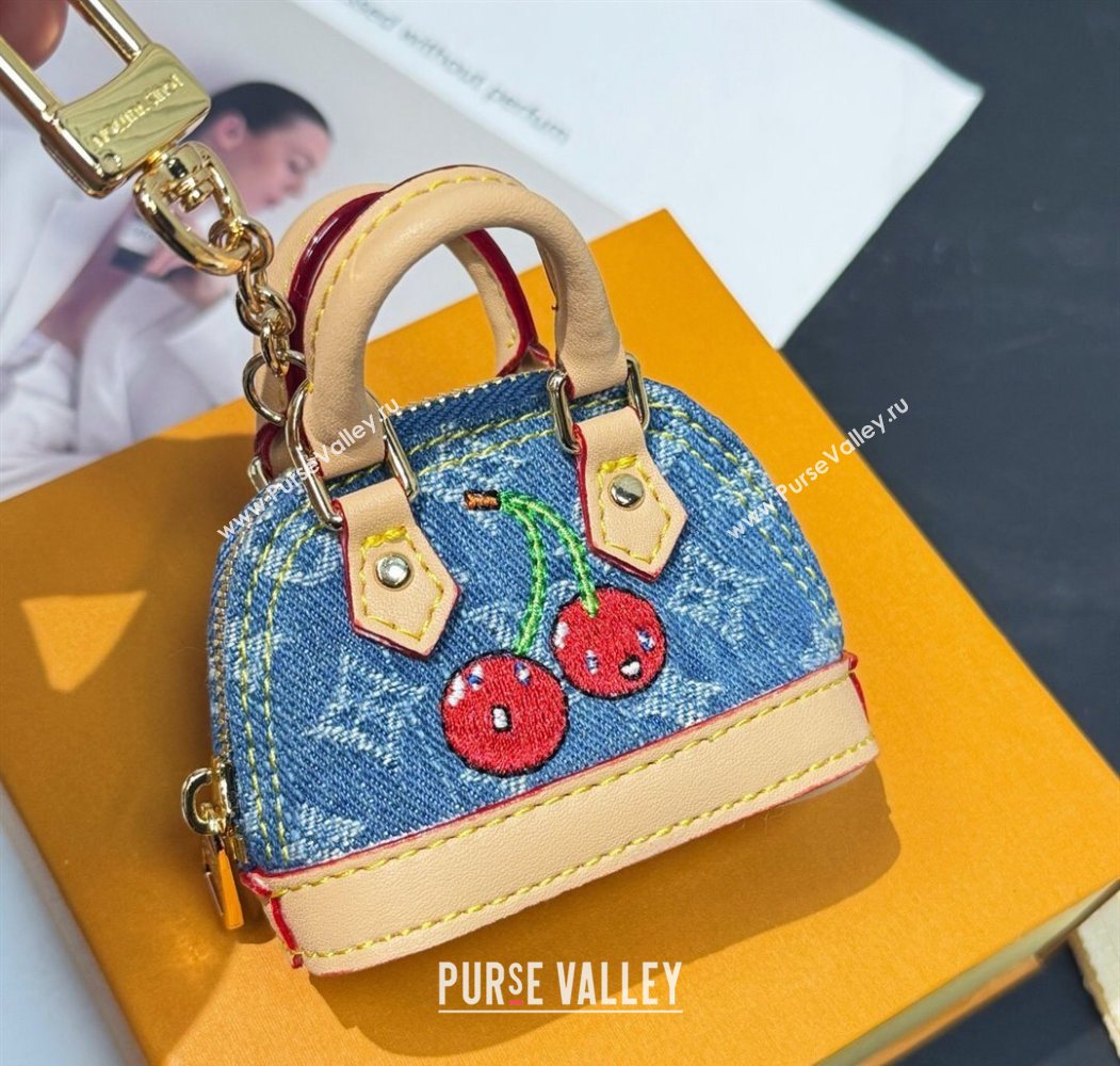 Louis Vuitton LV x TM Cerise Cherry Micro Alma Pouch Bag Charm Denim Blue 2025 0721 (HY-250721118)