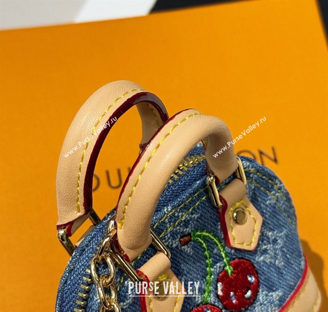 Louis Vuitton LV x TM Cerise Cherry Micro Alma Pouch Bag Charm Denim Blue 2025 0721 (HY-250721118)