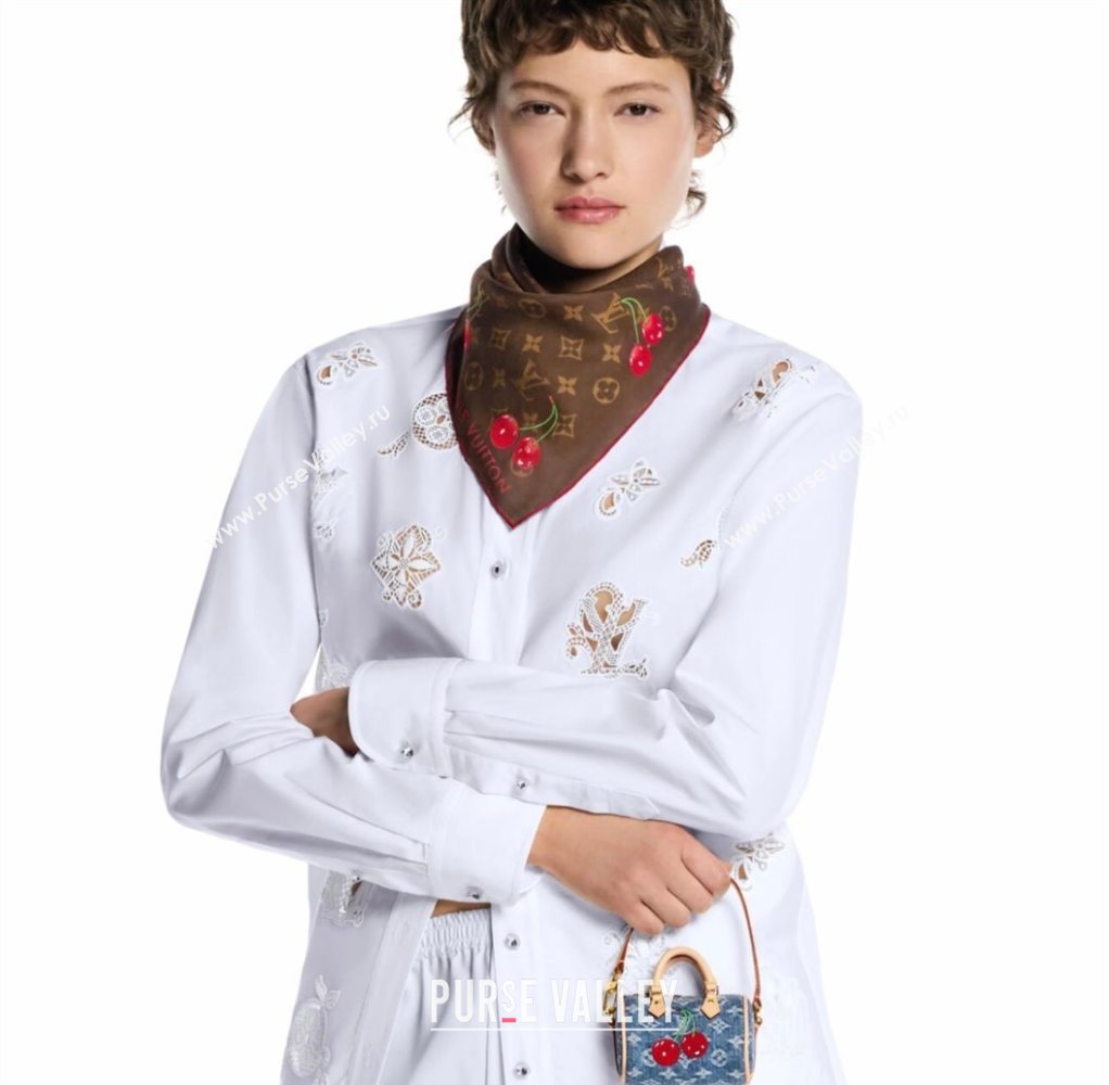 Louis Vuitton LV x TM Cerise Cherry Micro Speedy Pouch Bag Charm Denim Blue 2025 M02535 (HY-250721119)