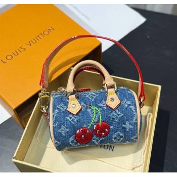 Louis Vuitton LV x TM Cerise Cherry Micro Speedy Pouch Bag Charm Denim Blue 2025 M02535 (HY-250721119)