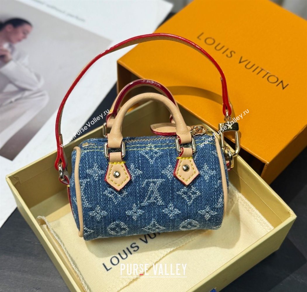 Louis Vuitton LV x TM Cerise Cherry Micro Speedy Pouch Bag Charm Denim Blue 2025 M02535 (HY-250721119)