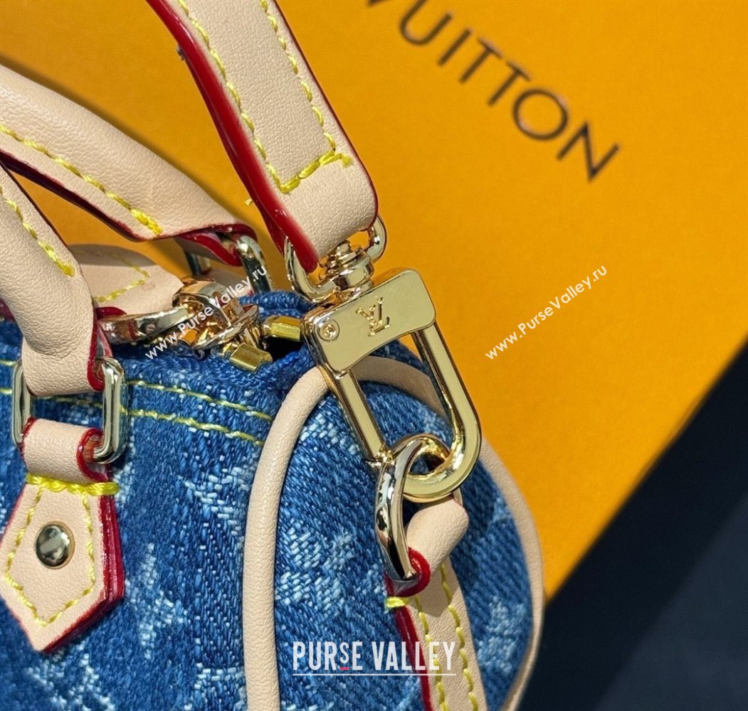 Louis Vuitton LV x TM Cerise Cherry Micro Speedy Pouch Bag Charm Denim Blue 2025 M02535 (HY-250721119)