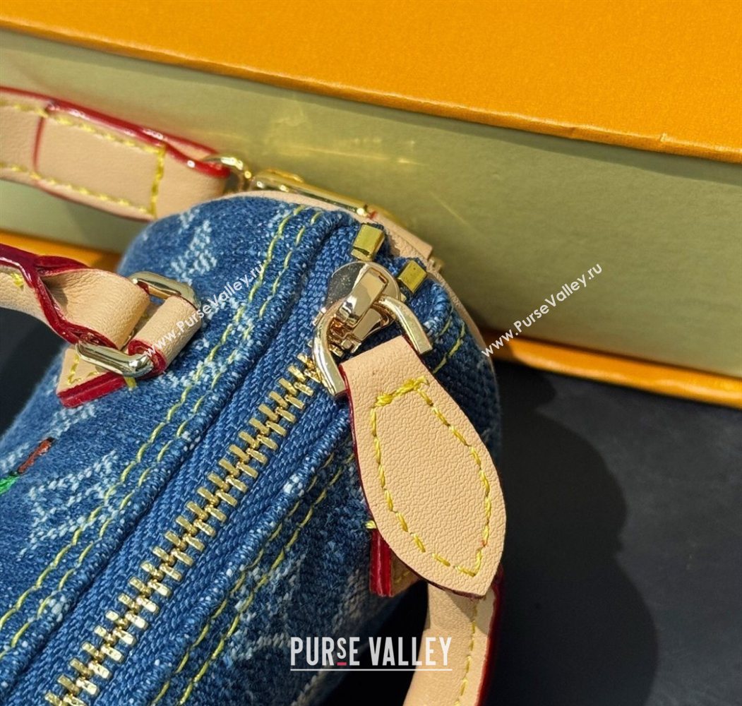 Louis Vuitton LV x TM Cerise Cherry Micro Speedy Pouch Bag Charm Denim Blue 2025 M02535 (HY-250721119)