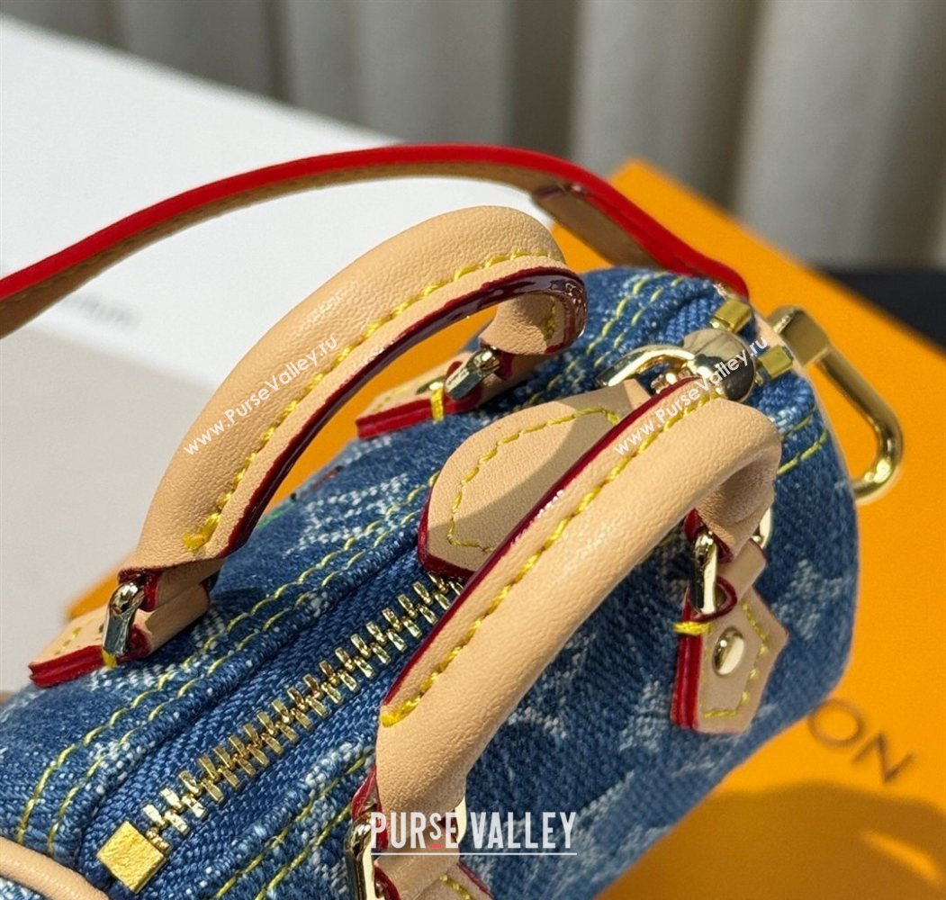 Louis Vuitton LV x TM Cerise Cherry Micro Speedy Pouch Bag Charm Denim Blue 2025 M02535 (HY-250721119)