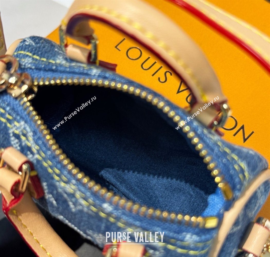 Louis Vuitton LV x TM Cerise Cherry Micro Speedy Pouch Bag Charm Denim Blue 2025 M02535 (HY-250721119)