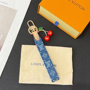Louis Vuitton LV x TM Denim Cerise Dragonne Bag Charm and Key Holder Blue 2025 M02599 (HY-250915028)