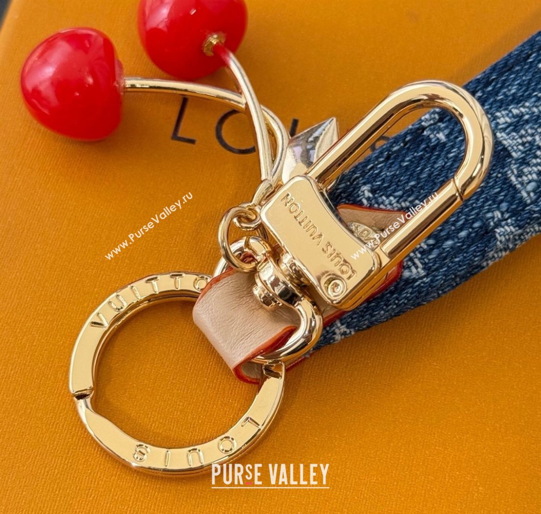 Louis Vuitton LV x TM Denim Cerise Dragonne Bag Charm and Key Holder Blue 2025 M02599 (HY-250915028)