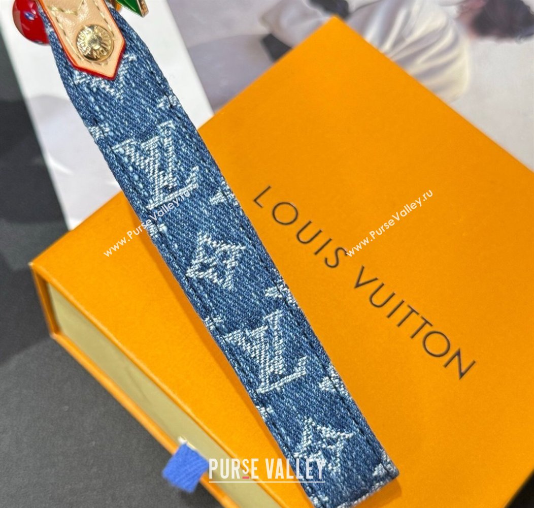 Louis Vuitton LV x TM Denim Cerise Dragonne Bag Charm and Key Holder Blue 2025 M02599 (HY-250915028)
