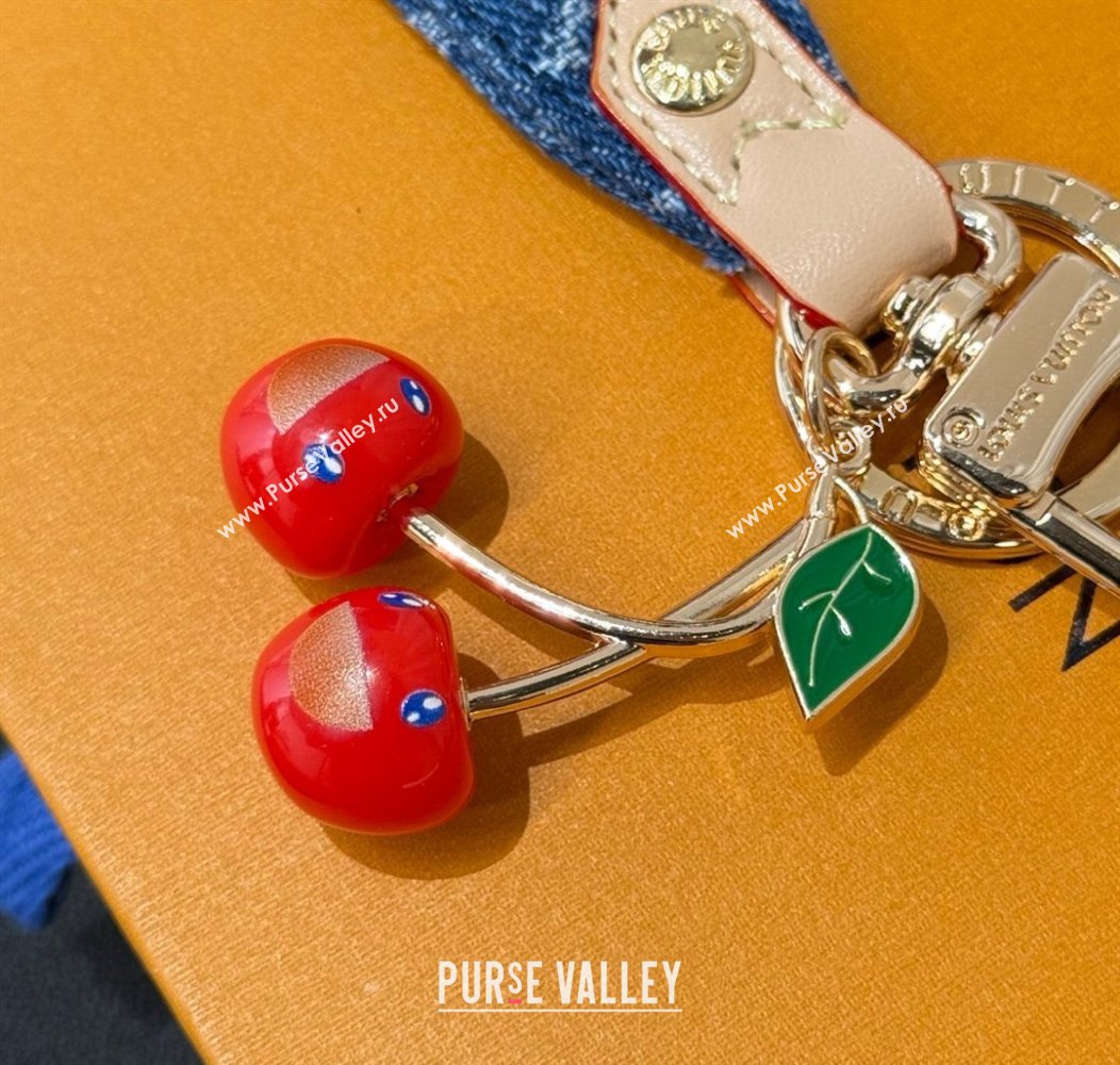 Louis Vuitton LV x TM Denim Cerise Dragonne Bag Charm and Key Holder Blue 2025 M02599 (HY-250915028)