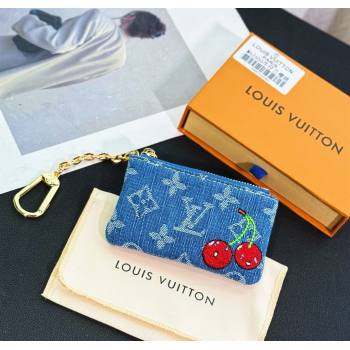 Louis Vuitton LV x TM Denim Cerise Dragonne Pouch Charm Blue 2025 M14938 (HY-250915029)