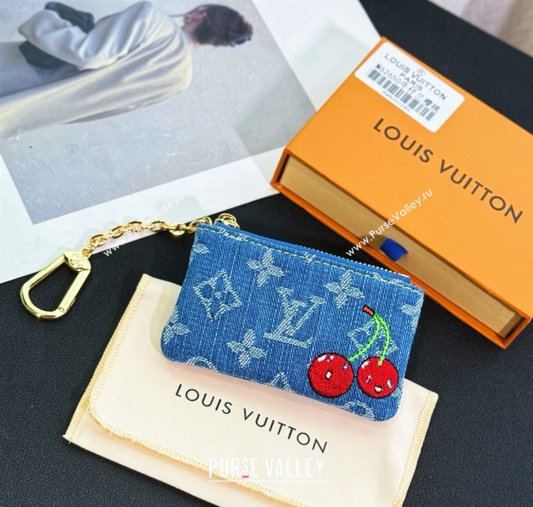 Louis Vuitton LV x TM Denim Cerise Dragonne Pouch Charm Blue 2025 M14938 (HY-250915029)