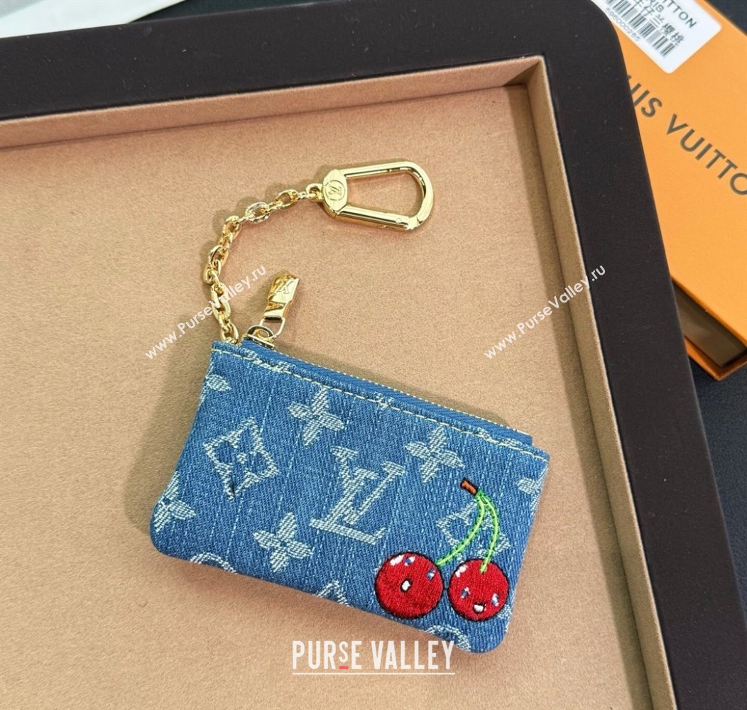 Louis Vuitton LV x TM Denim Cerise Dragonne Pouch Charm Blue 2025 M14938 (HY-250915029)