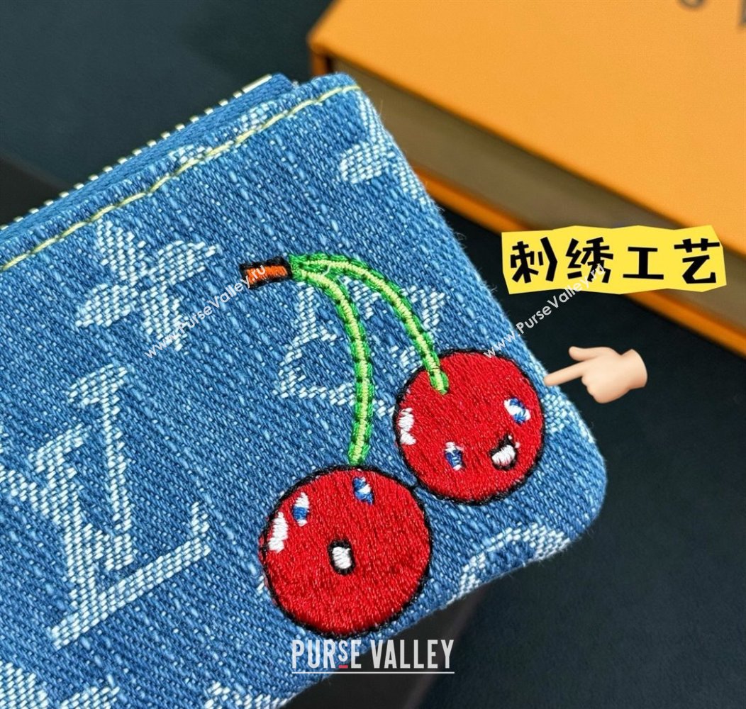 Louis Vuitton LV x TM Denim Cerise Dragonne Pouch Charm Blue 2025 M14938 (HY-250915029)