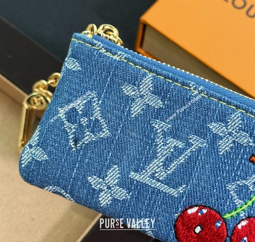 Louis Vuitton LV x TM Denim Cerise Dragonne Pouch Charm Blue 2025 M14938 (HY-250915029)