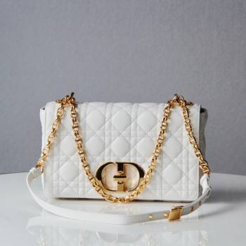 Dior Medium Caro Chain Bag in Soft Cannage Calfskin White 2024 (DMZ-24052223)