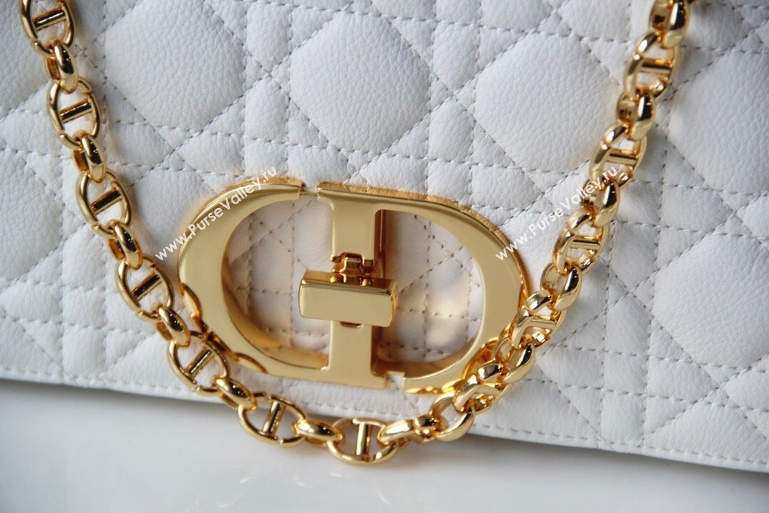 Dior Medium Caro Chain Bag in Soft Cannage Calfskin White 2024 (DMZ-24052223)