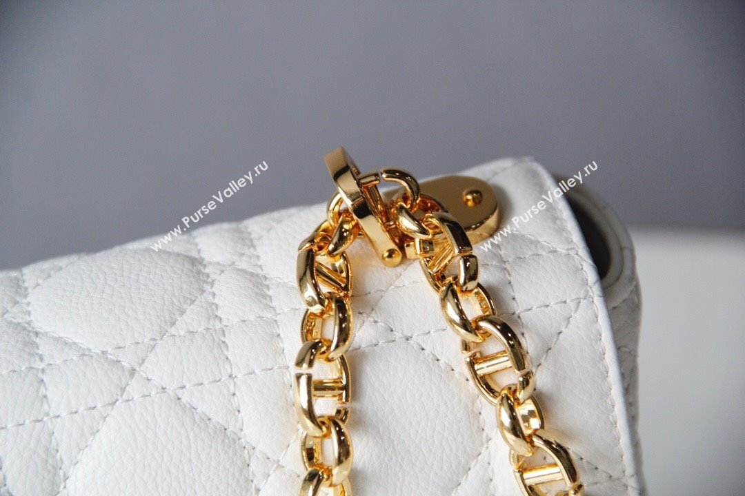 Dior Medium Caro Chain Bag in Soft Cannage Calfskin White 2024 (DMZ-24052223)