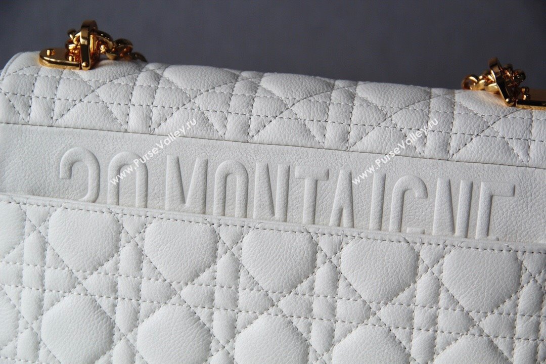 Dior Medium Caro Chain Bag in Soft Cannage Calfskin White 2024 (DMZ-24052223)