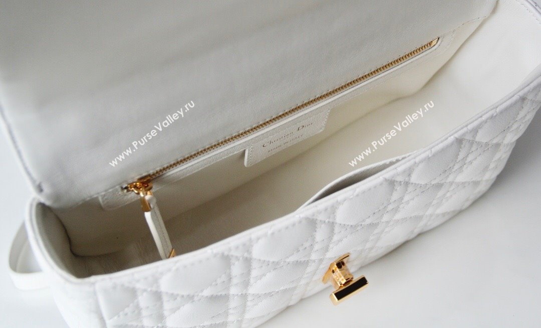 Dior Medium Caro Chain Bag in Soft Cannage Calfskin White 2024 (DMZ-24052223)