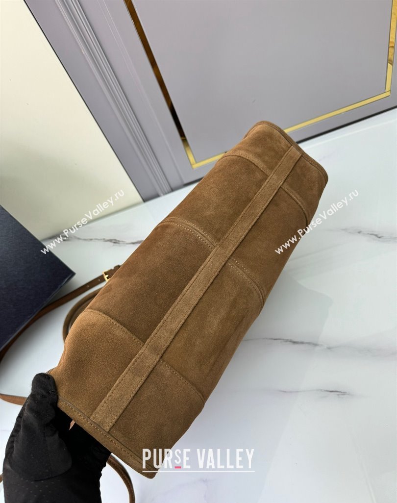 Prada Bonnie Large suede handbag 1BA439 Cocoa Brown 2024 (YZ-250521023)